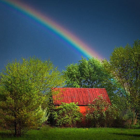 Rainbow and red barn. ©2011 Steve Ziegelmeyer