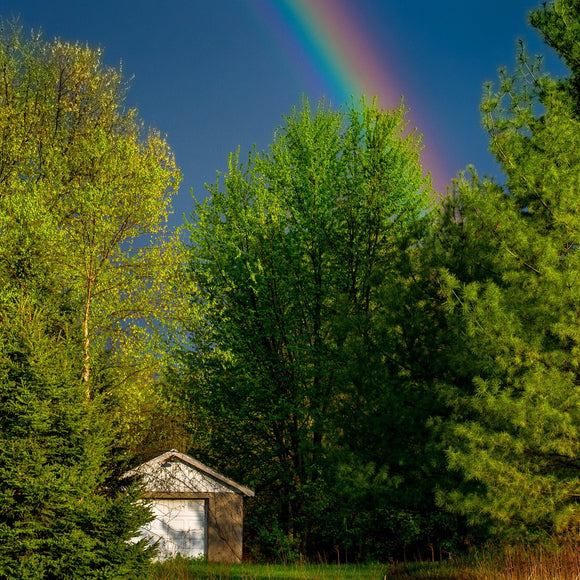 Rainbow behind garage. ©2016 Steve Ziegelmeyer