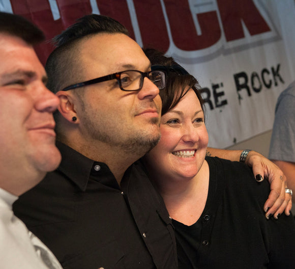 Justin Furstenfeld of Blue October with 96 Rock staff. ©2012 Steve Ziegelmeyer