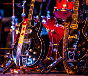 Alejandro Escovedo's guitars. ©2013 Steve Ziegelmeyer