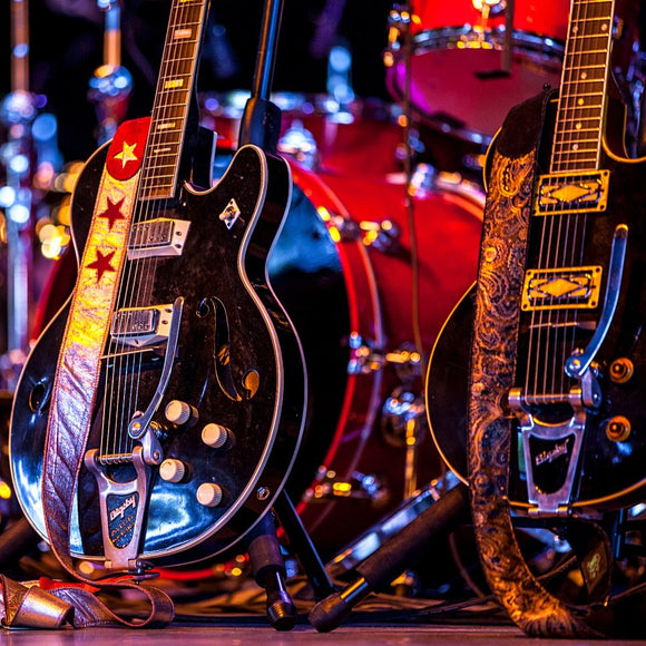 Alejandro Escovedo's guitars. ©2013 Steve Ziegelmeyer