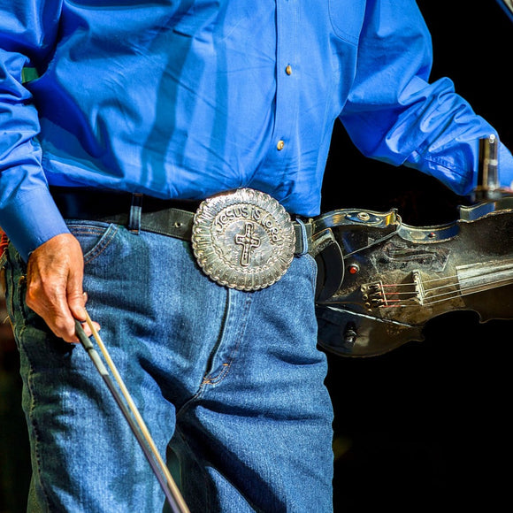 Charlie Daniel's belt buckle. ©2019 Steve Ziegelmeyer