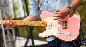 Chase Bryant's pink guitar. ©2014 Steve Ziegelmeyer
