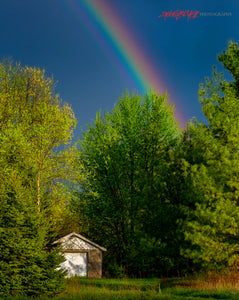 Rainbow behind garage. ©2016 Steve Ziegelmeyer