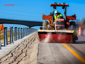 Road sweeper on construction site. ©2013 Steve Ziegelmeyer