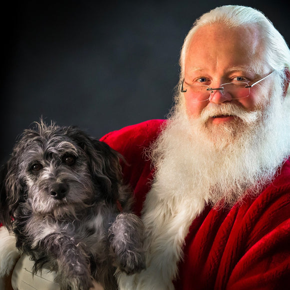 Santa Claus holding dog. ©2017 Steve Ziegelmeyer