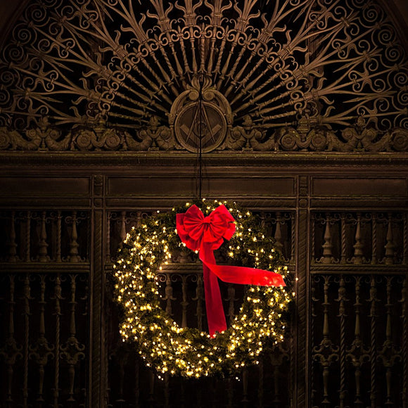 Christmas wreath with bow. ©2013 Steve Ziegelmeyer